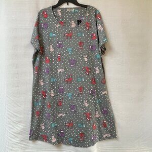 Sleepwear Dress Womens XL Cat All Over Print Casual Summer Enjoynight